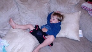 Azri fell asleep on the way home and fell right back to sleep on the couch as he waited for mommy to get him into pjs.