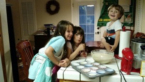 Making cupcakes together