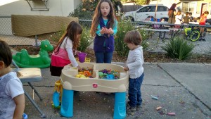 Playing in the water absorbing ball things