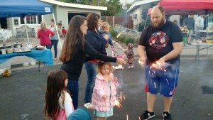 Me and Eric working together to light sparklers